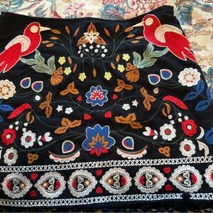 Boho Embroidered Mini Skirt